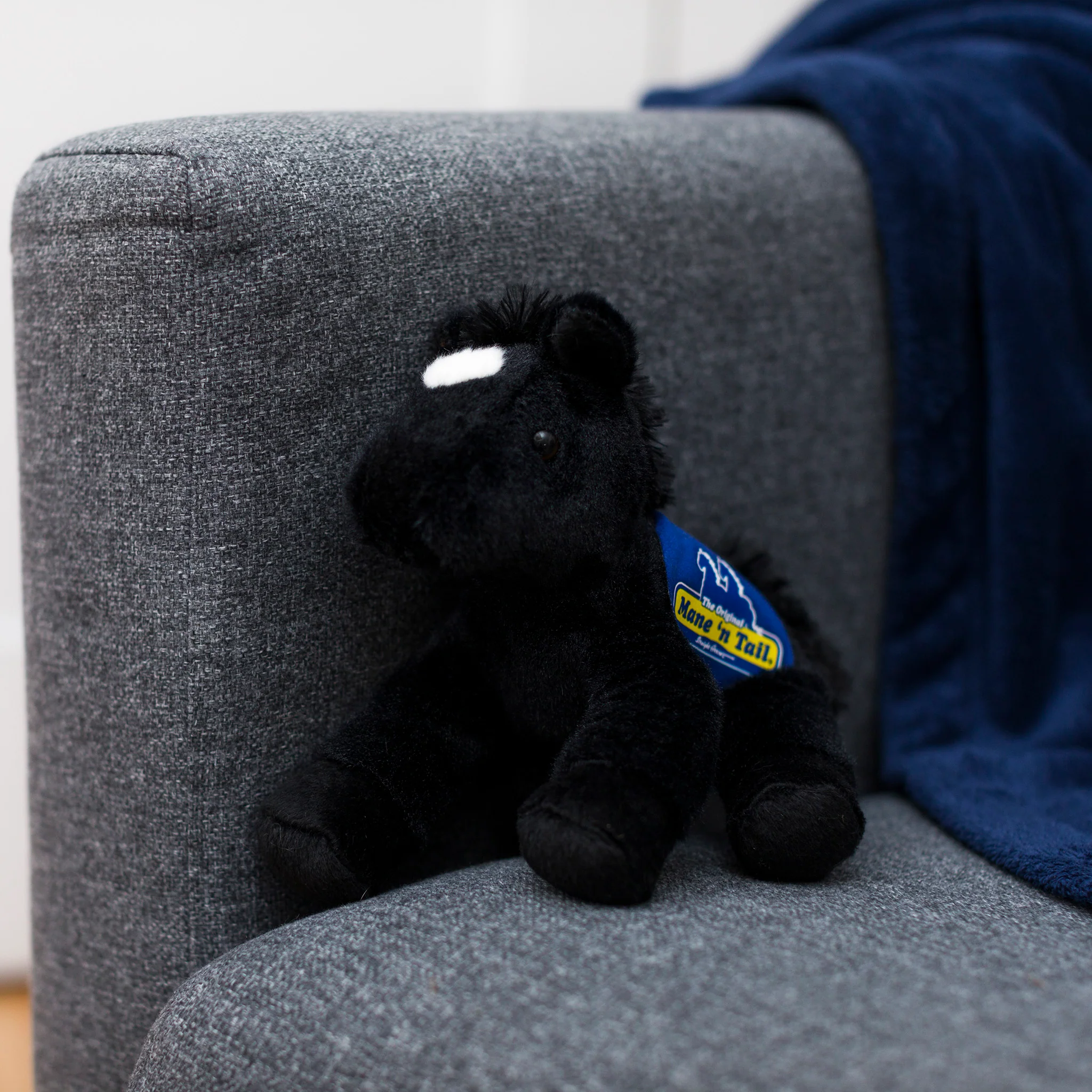 Black Horse with Mane 'n Tail Blue Saddle - Image 3