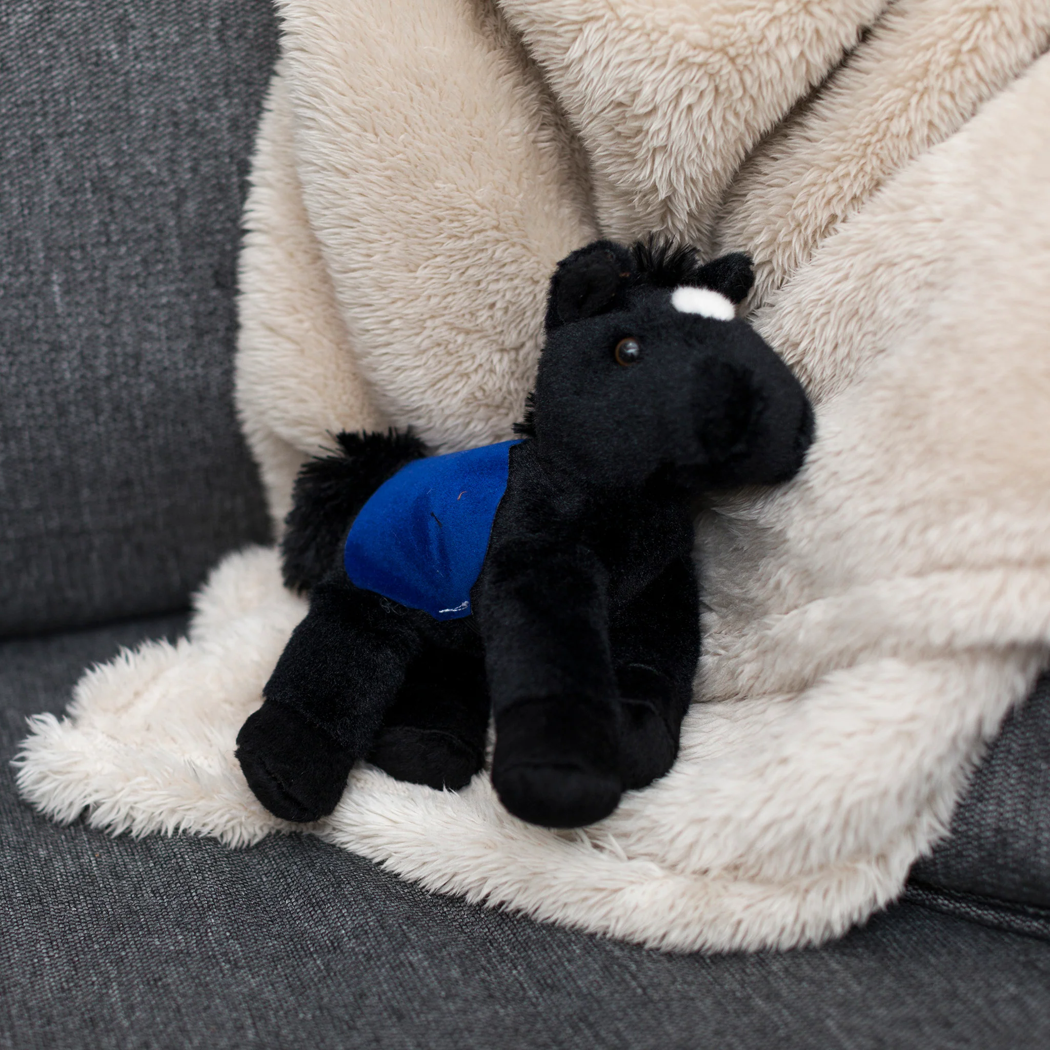 Black Horse with Mane 'n Tail Blue Saddle - Image 4