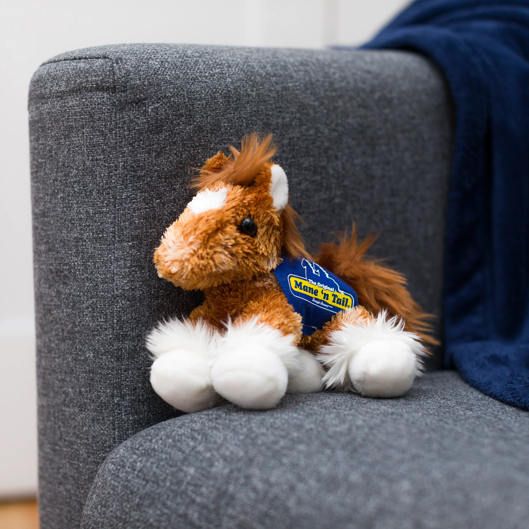 Fluffy Copper Horse with Mane 'n Tail Blue Bandana - Image 3