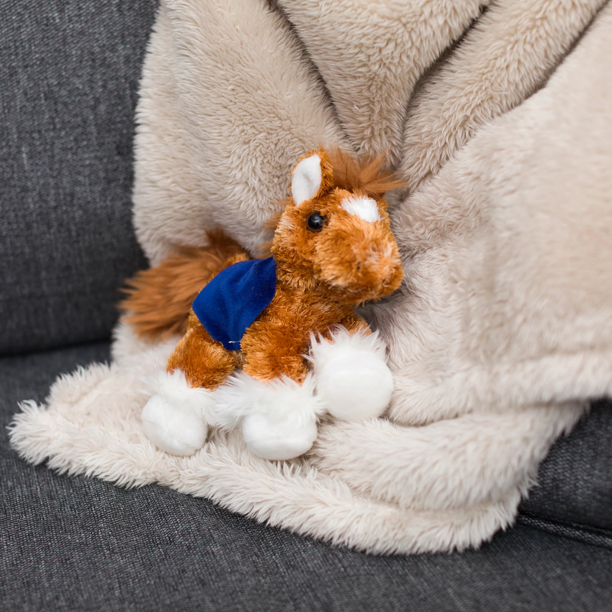 Fluffy Copper Horse with Mane 'n Tail Blue Bandana - Image 4