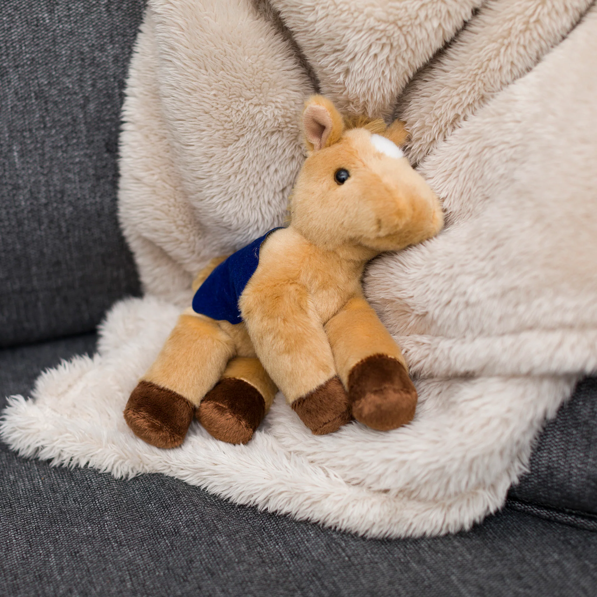 Cremello Horse with Mane 'n Tail Blue Bandana - Image 4