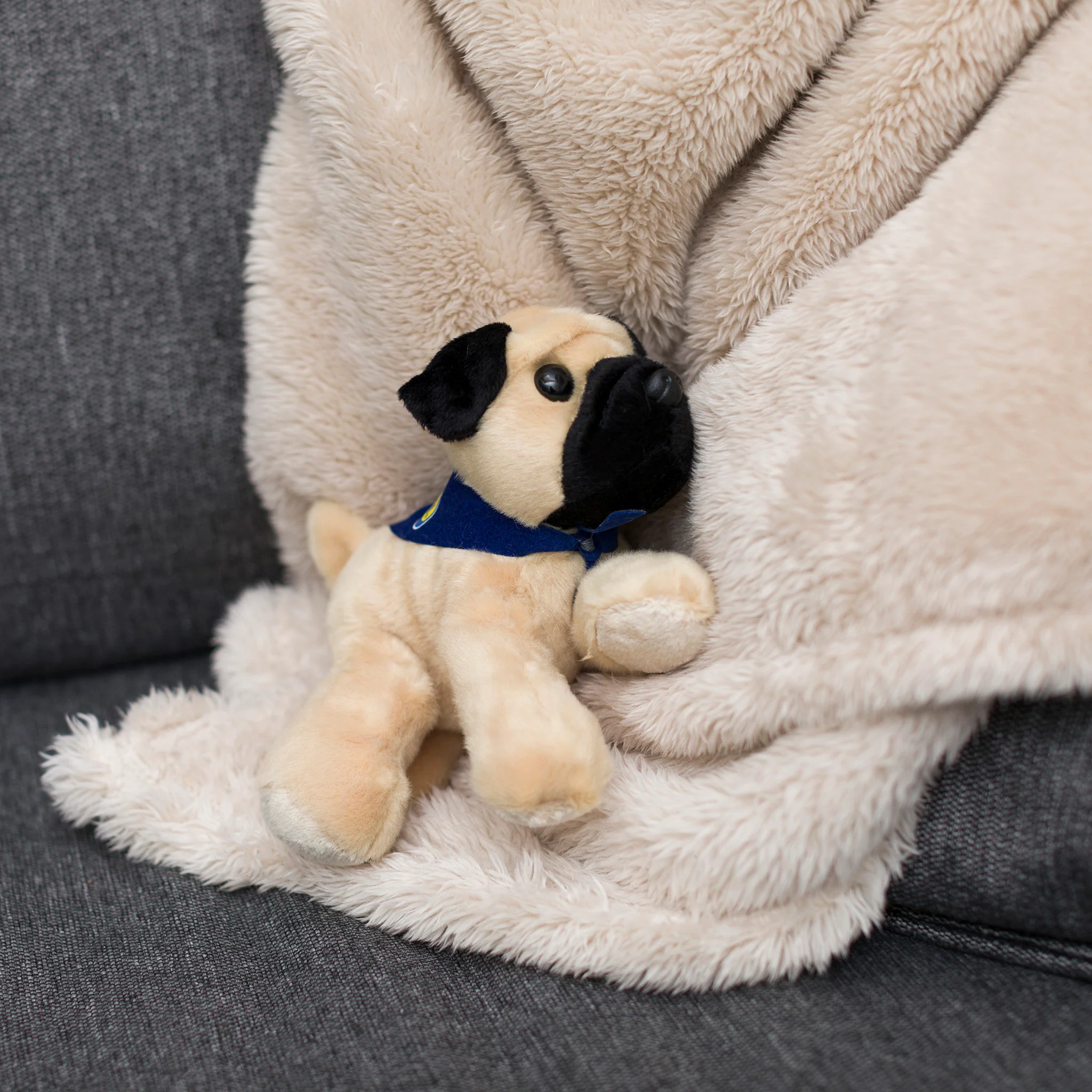 Pug with Mane 'n Tail Blue Bandana - Image 4